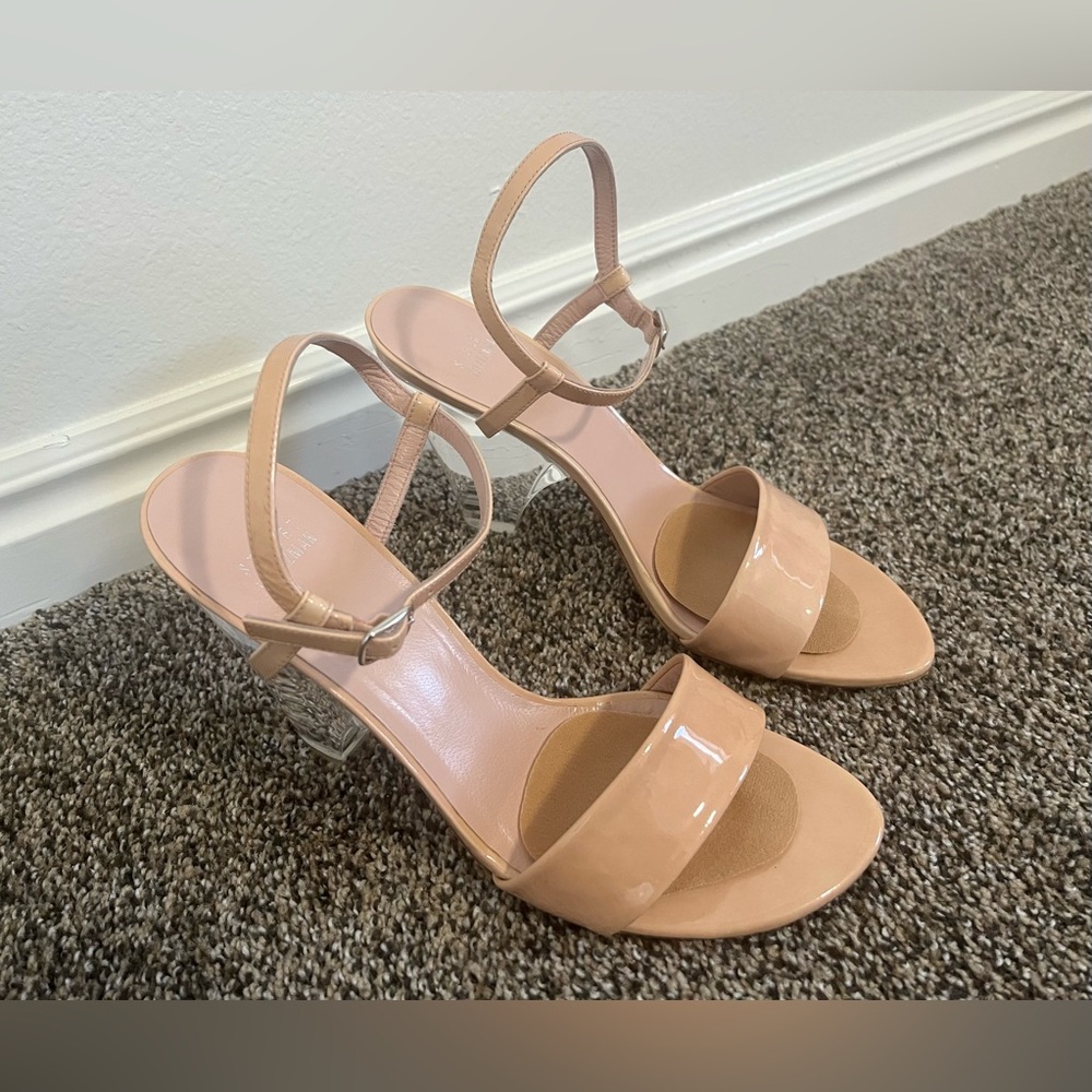 Stuart Weitzman The One Patent Leather Lucite Heels “Blush Aniline” Size 10